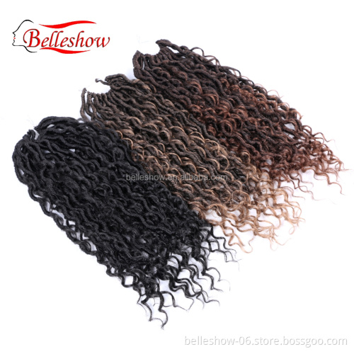 Hot sell Hot Sell New 18inch 24 strands double pack curly faux locs crochet hair goddess locs Crochet Hair River Faux Locs